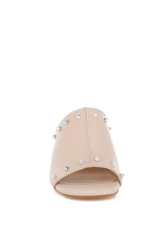 Lomela Stud Embellished Block Heel Mules for Casual Wear - Love Salve